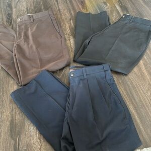 Haggar Dress Pant Bundle (Black, Brown, and Navy)